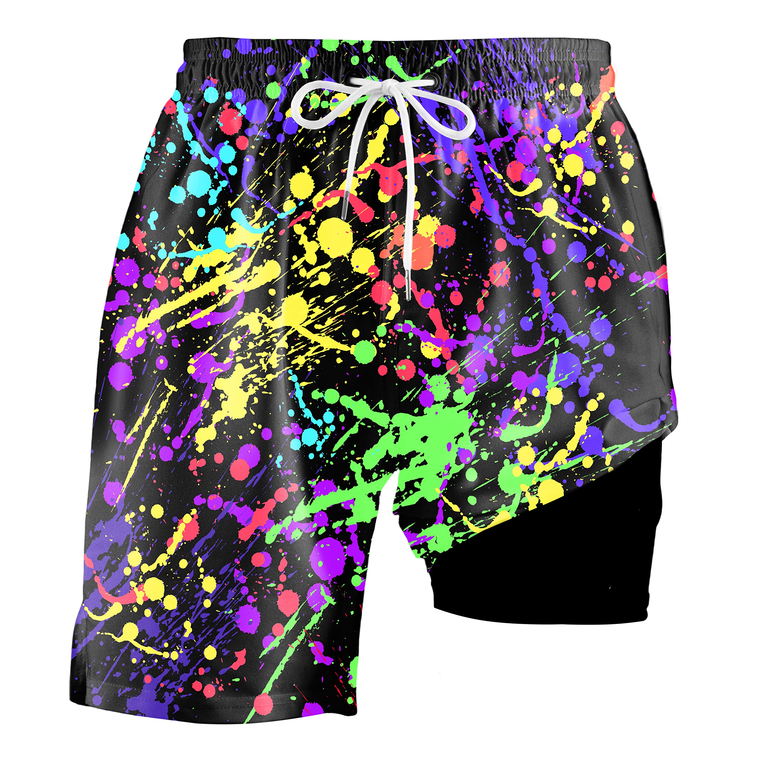 Men's Swim Trunks with Compression Liner, Quick Dry Mens 2 in 1 Swimming Trunks Men Beach Bathing Suits Swimsuit-image-18