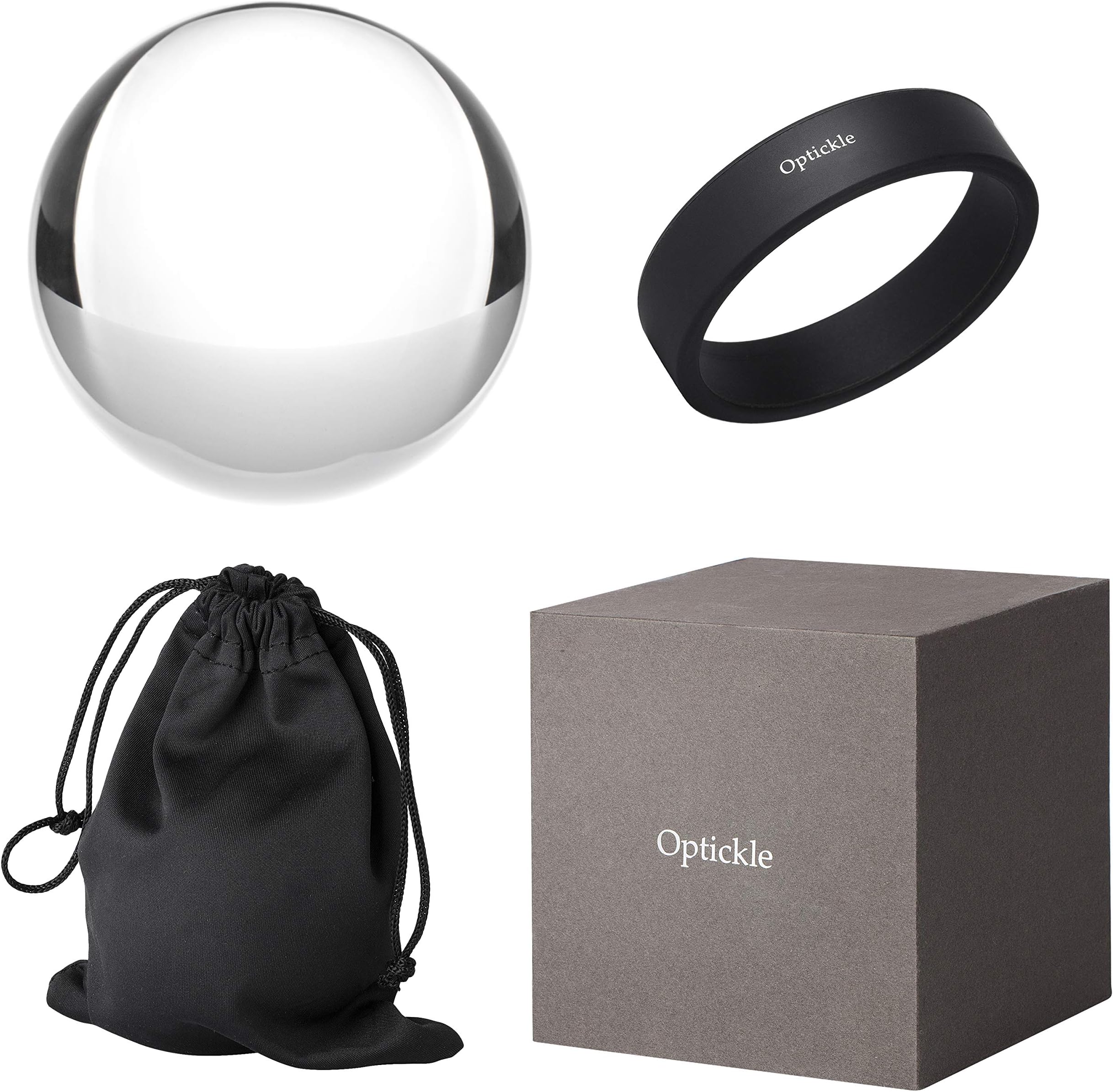 Optickle - Crystal Glass Ball for Photography (78mm) Optical Glass - K9 Crystal - Great Gift Idea for Creatives - Capture Brilliant 180-Degree Photos - No-Scratch Silicone Stand