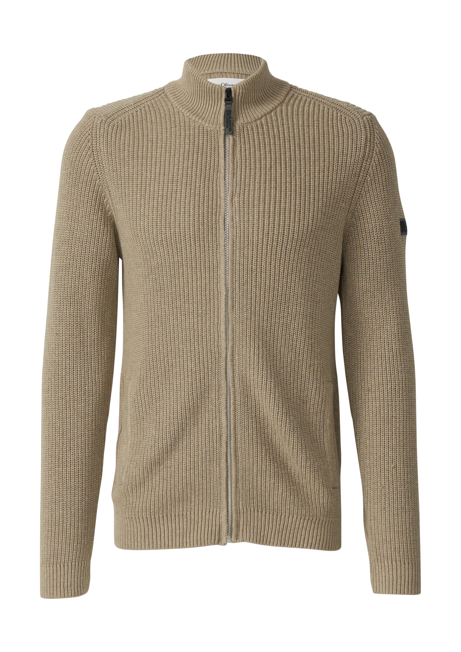 s.Oliver Struktur-Strickjacke mit Eingrifftaschen und Reißverschluss