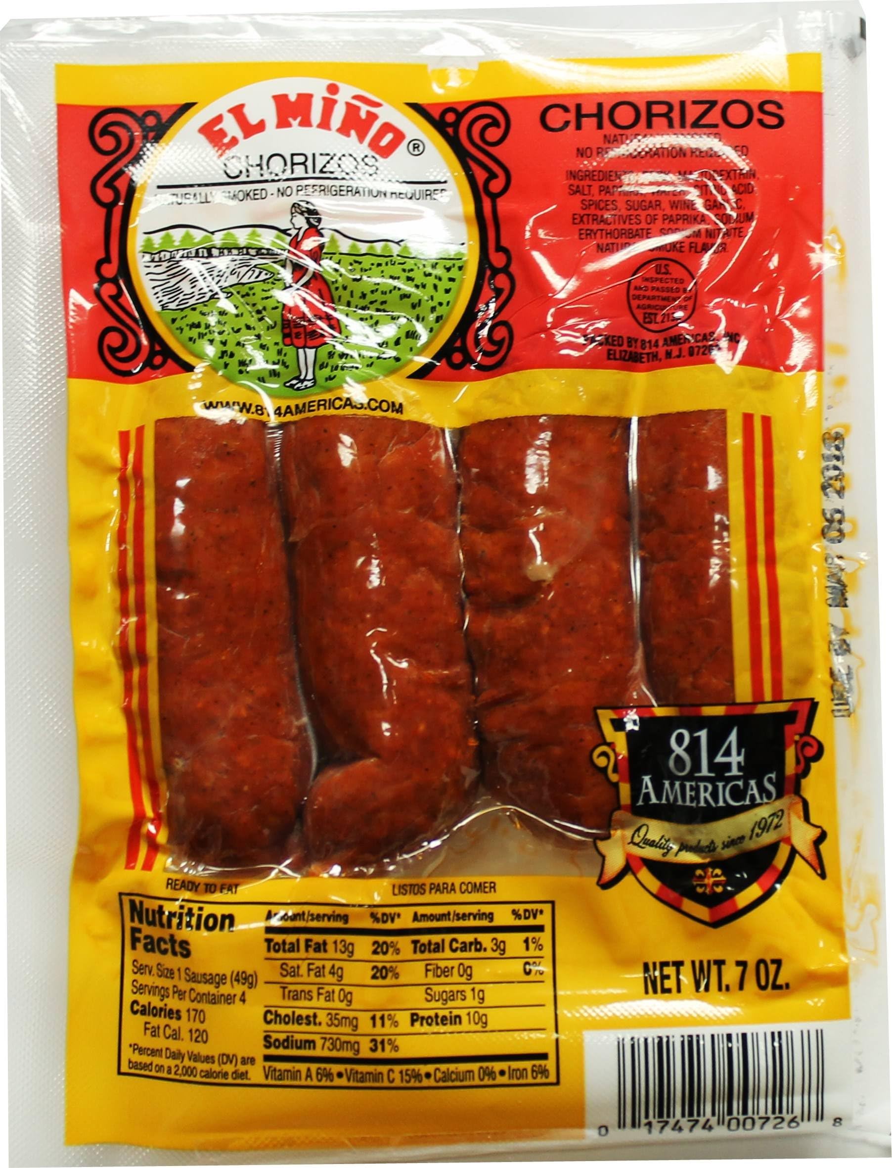 Chorizos El Miño. 1 Pack 7 oz", since Unit in hand 1 pack