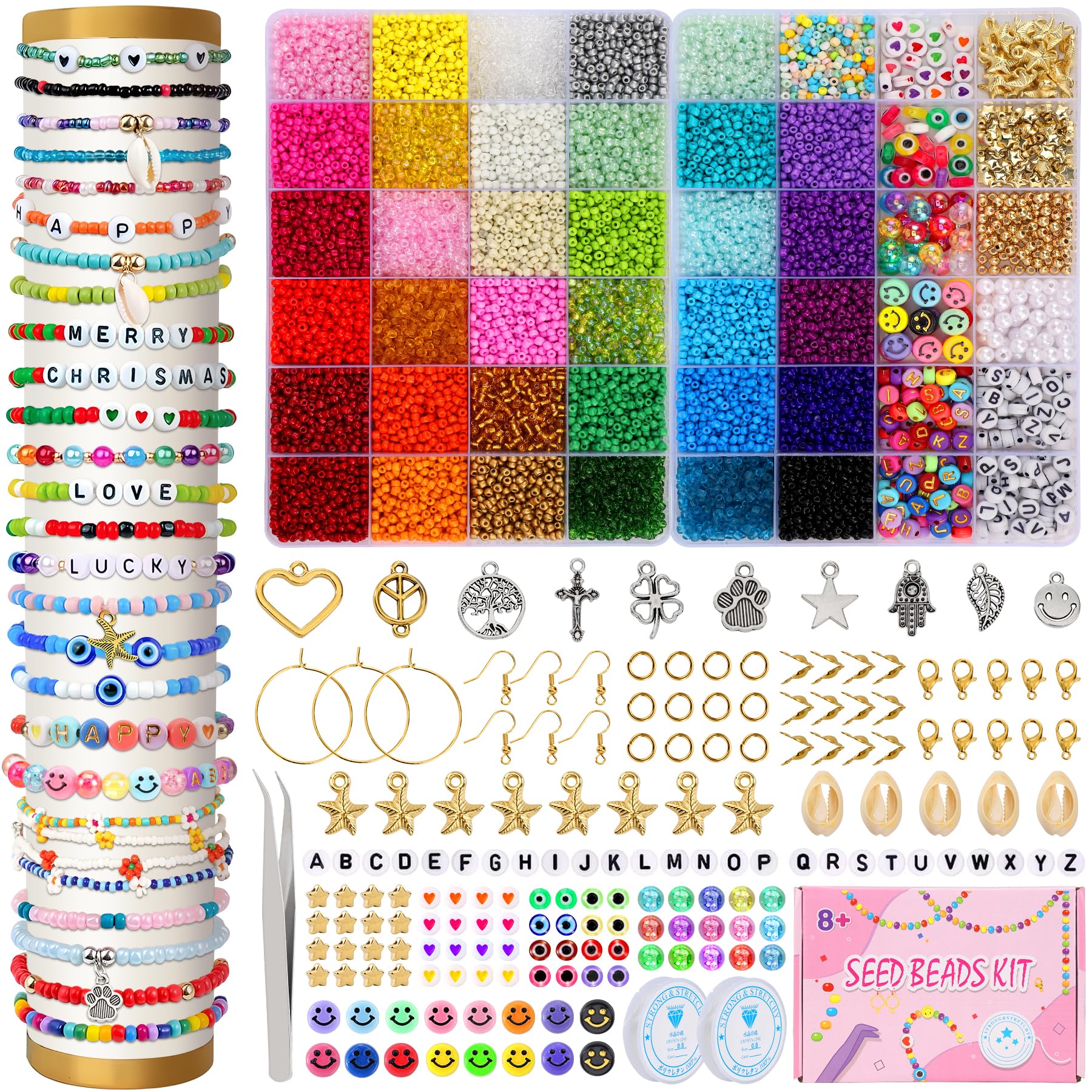 Kit Braccialetti Fai Da Te Good Vibes - Set Con Perline, Argilla E Ciondoli Per Creare Gioielli - Foto 6