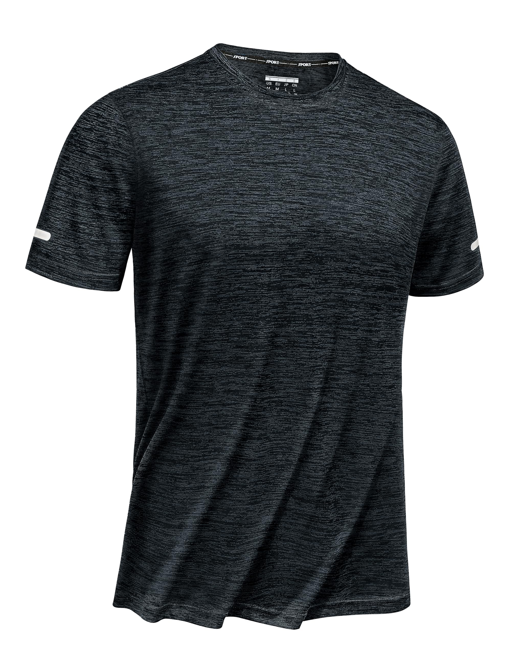 TACVASEN Uomo Maglietta Running Asciugatura Rapida Sport T-Shirts con Strisce Riflettenti