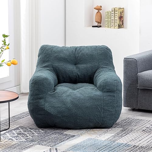 Miniatura 7 de INMOZATA Puf de 3 pies con relleno, cómodo puf de tela de línea suave con reposabrazos, sofá moderno para tumbona, puff gigante para adultos,