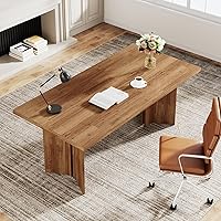 Vista 8 de Tribesigns 63-inch Executive Desk, Vintage Home Office Computer Desk with Large Tabletop, Farmhouse Wood Writing Conference Table Workstation for
