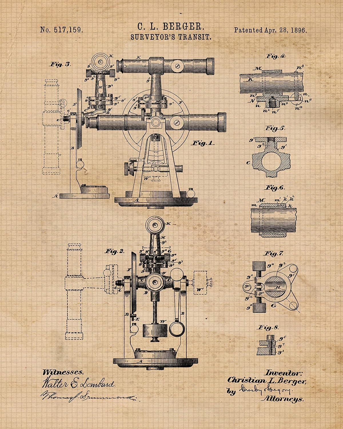 Classic Architect Tools Patent Prints, 6 (8x10) Unframed Photos, Wall Art Decor for Home Work Office Wood Custom Shop Garage Studio Engineeer School Student Teacher Construction Coach Builder