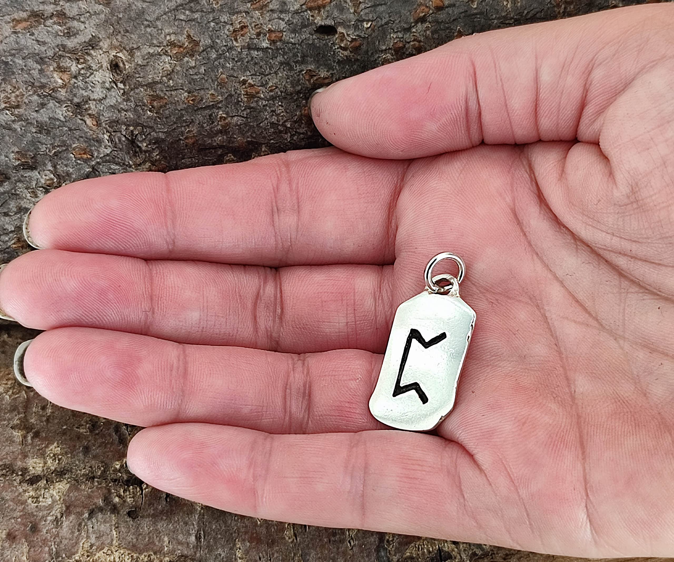 Kiss of Leather Runen Anhänger Perthro aus 925 Sterling Silber mit Baumwollband SI. 298