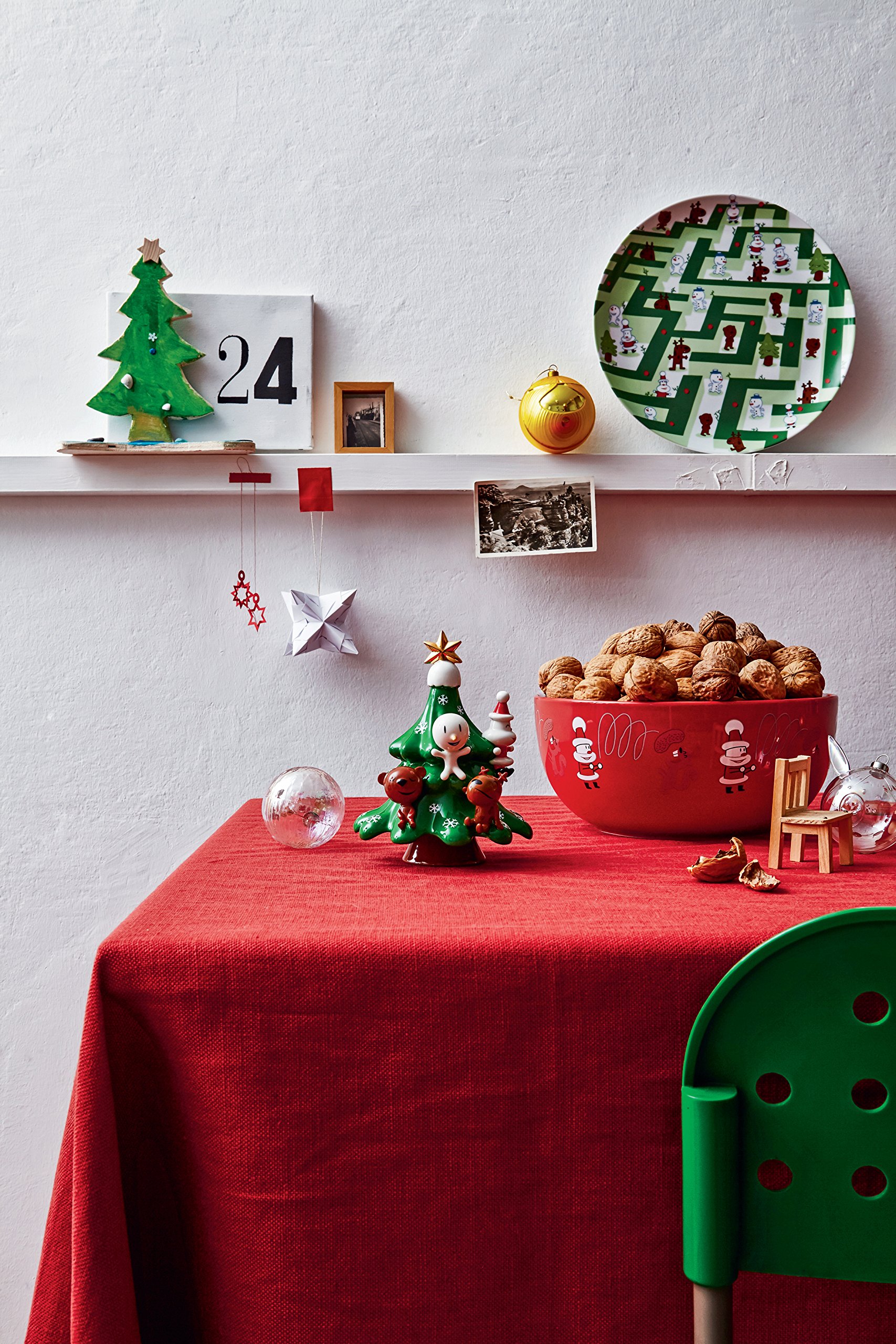 Alessi AMGI56 W Get Nuts. Biscottiera in Porcellana con Decorazioni, 24 cm Diametro, Bianco