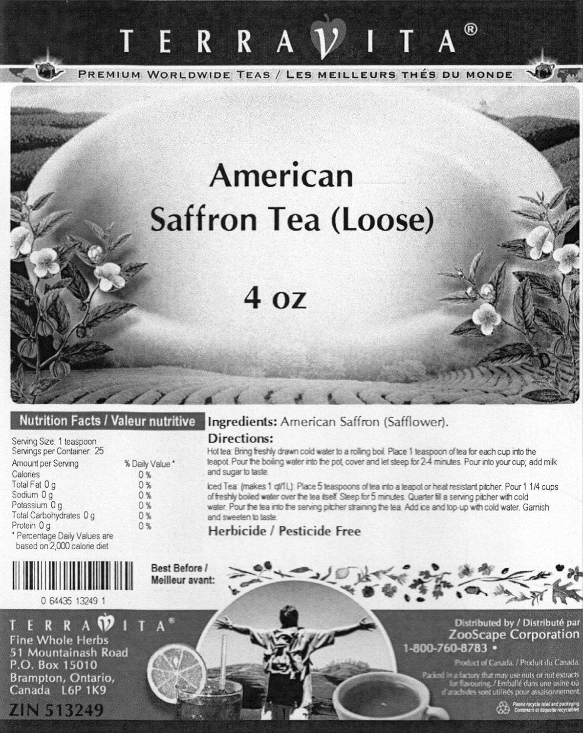American Saffron (Safflower) Tea (Loose) (4 oz, ZIN: 513249)