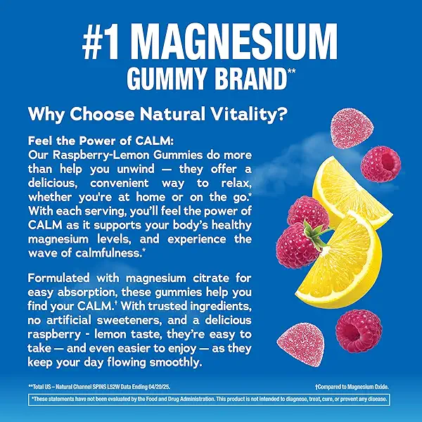 Natural Vitality Calm Magnesium Gummies | 330mg Per Serving | Raspberry Lemon Flavored Supplement | Gluten-Free & Vegan | 240 Count 4