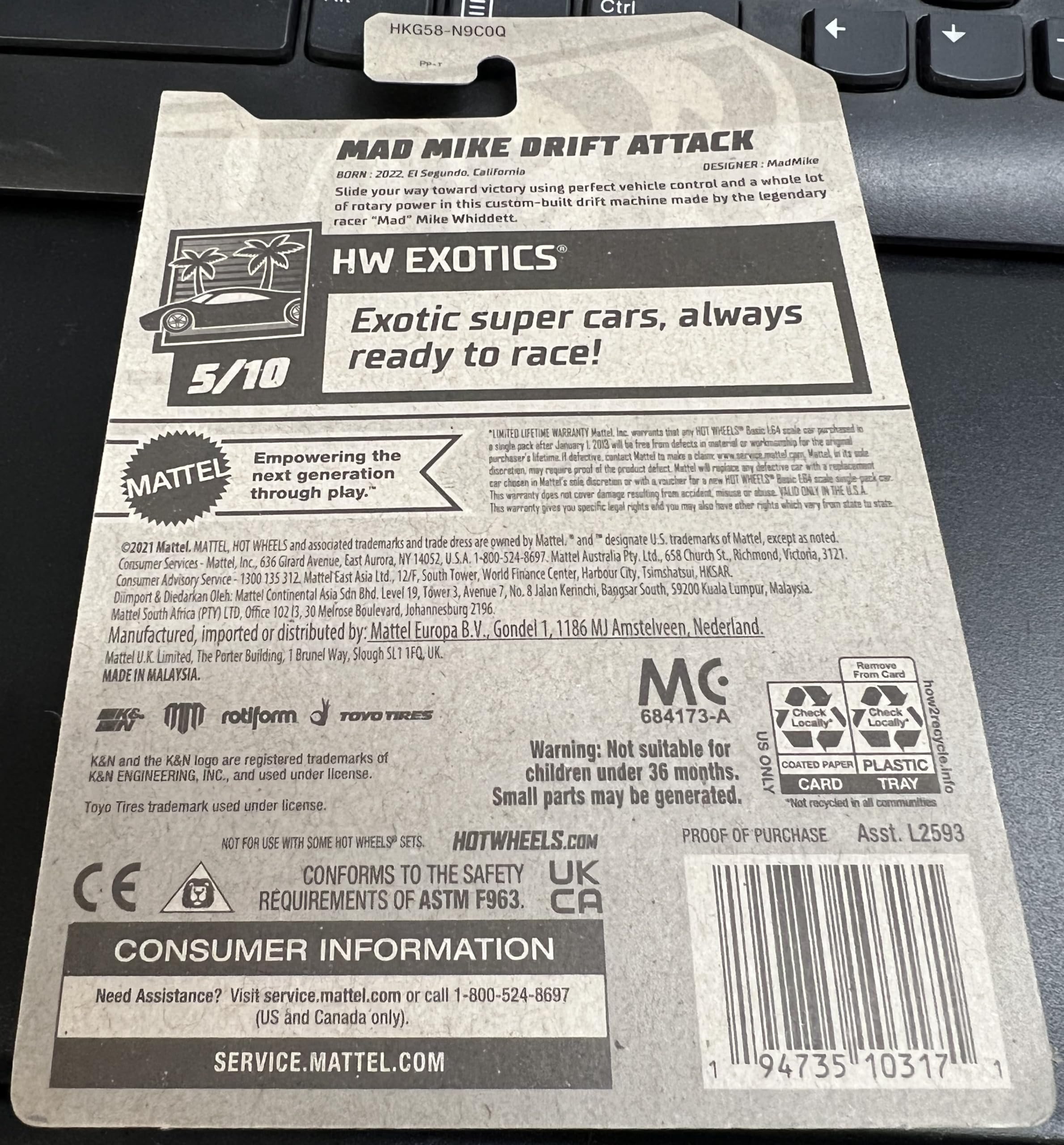 Amazon.com: Hot Wheels Mad Mike Drift Attack 209/250 HW Exotics 5