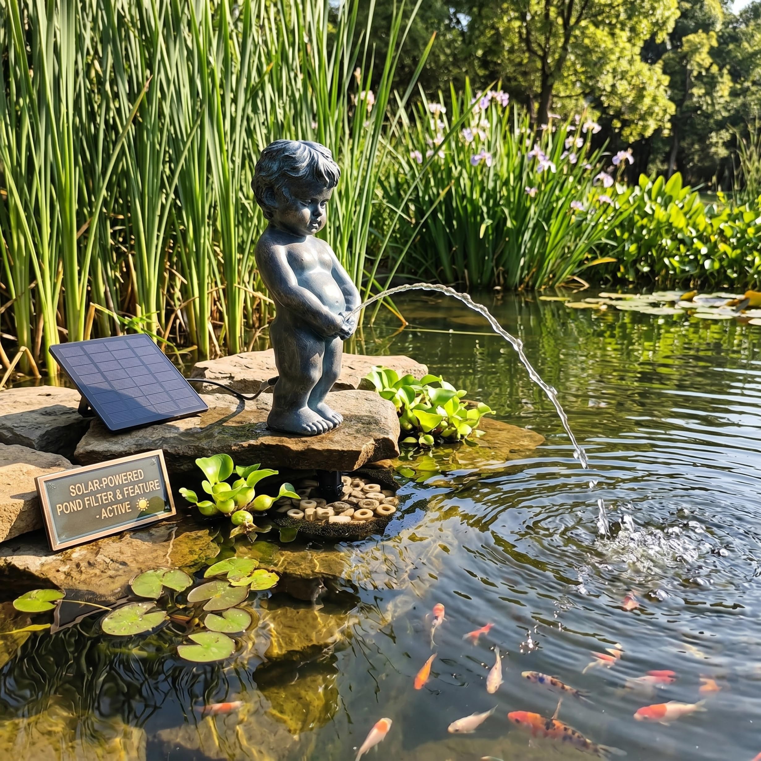Sputalaghetto per ragazzi in resina ad energia solare, Sputafontana per piccoli laghetti da giardino all'aperto 4, 7x4, 3x12, 2 pollici, Sputalaghetto per piccoli laghetti