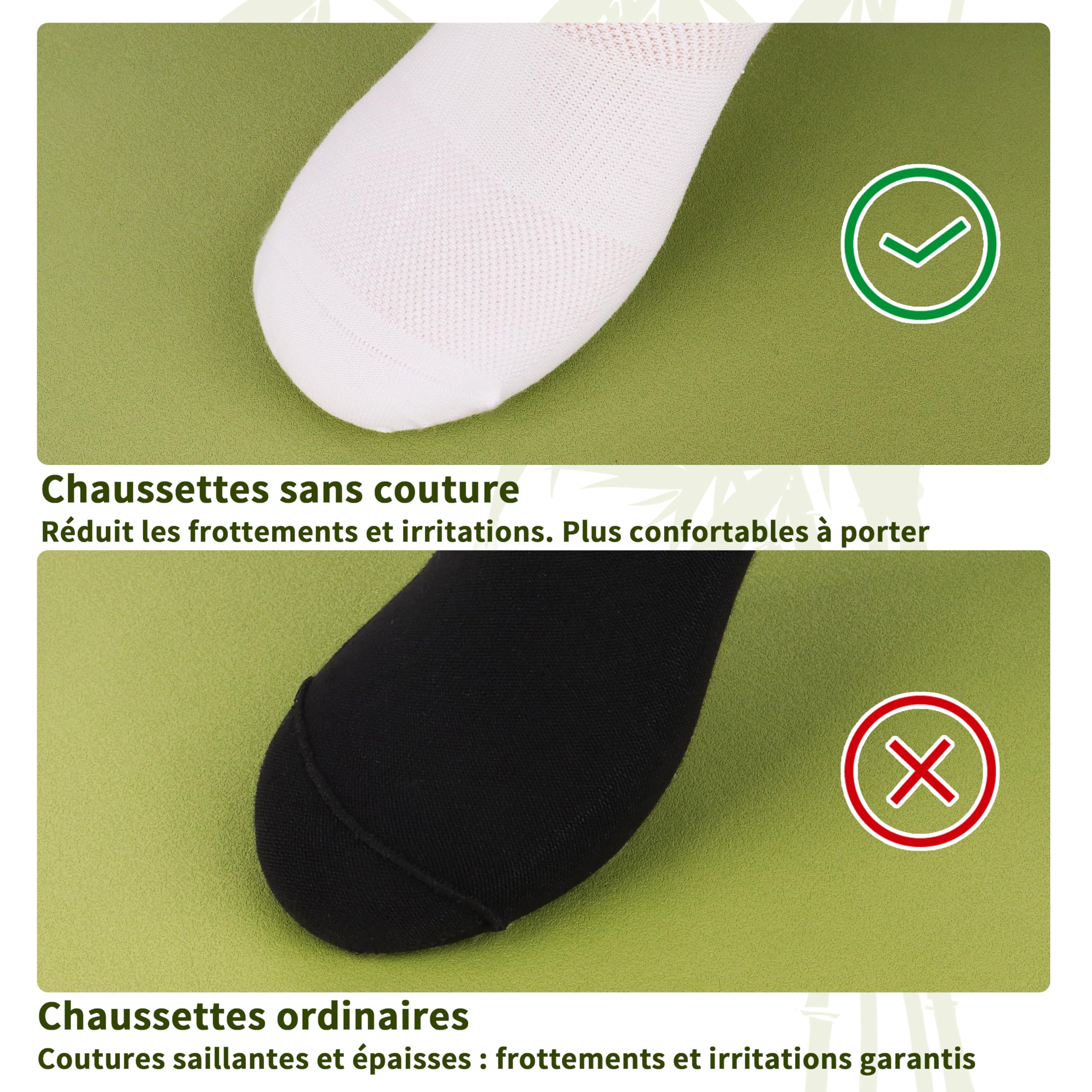 Jeasona Lot de 8 paires de chaussettes en bambou pour diabétiques - Pour femme - Sans caoutchouc - Taille 35-42