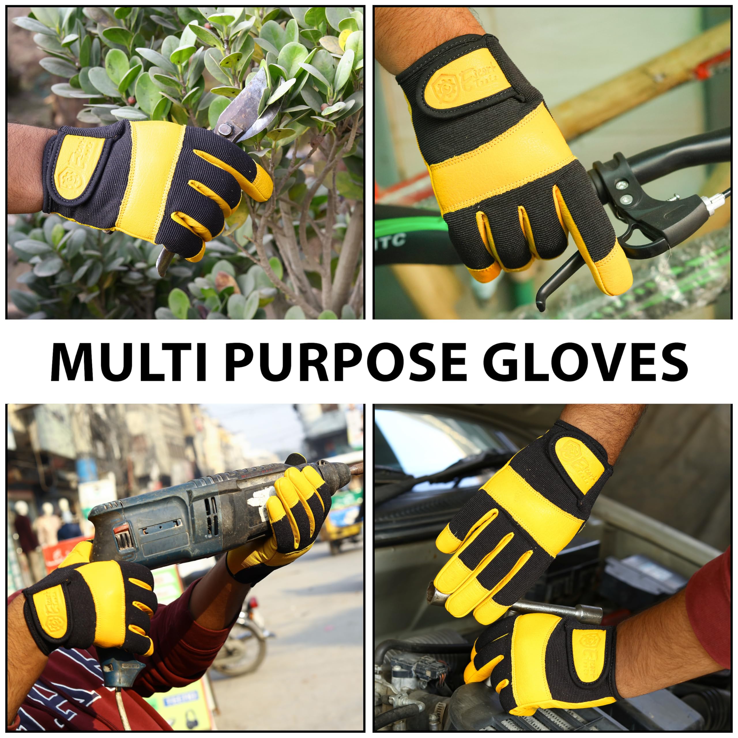 Escort Tools® Heavy Duty Leather Gardening Work Gloves, Thorn Proof, Touch Screen, Utility Safety Working Gloves Breathable - Image 4