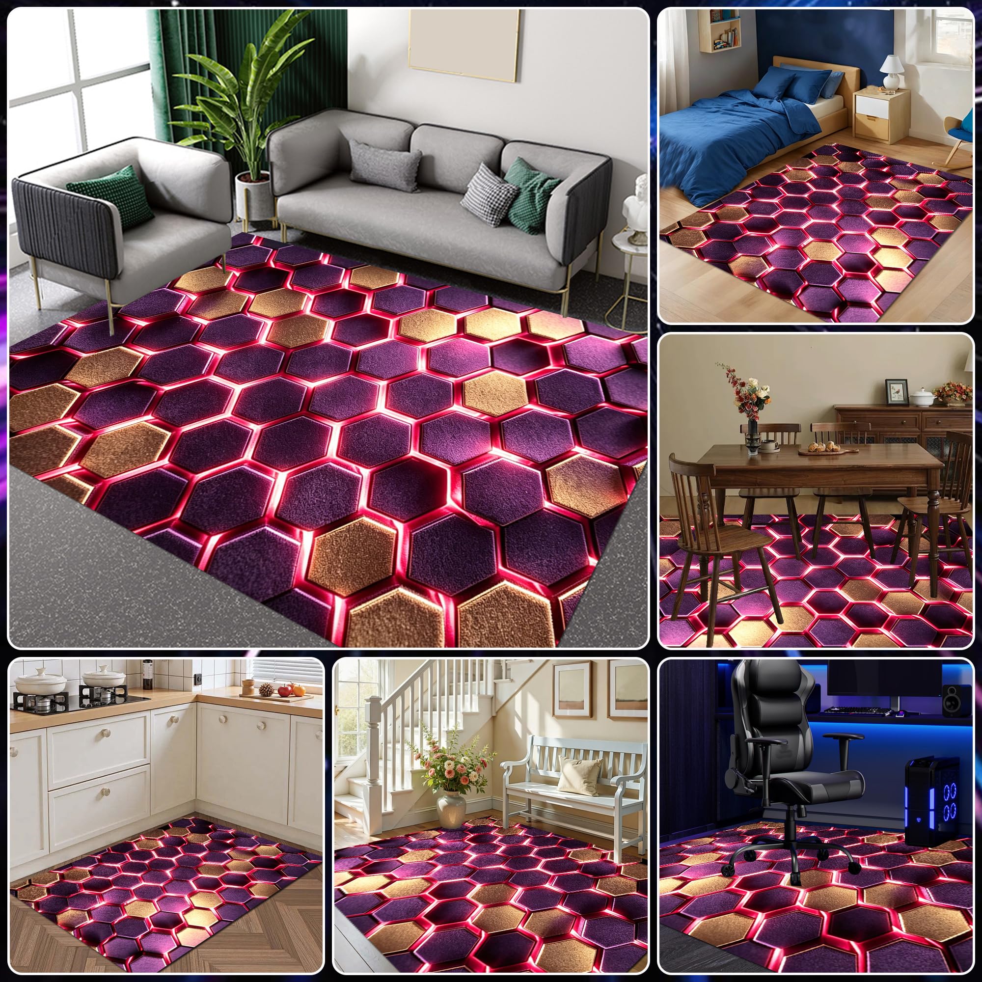 Tapis Chambre Ado Gamer 3D, Tapis Sol Gaming Chambre Garcon Enfant, Tapis De Salon Moderne Antidérapant, Tapis Salle a Manger pour Salon Chambre à Coucher 140 x 160 cm