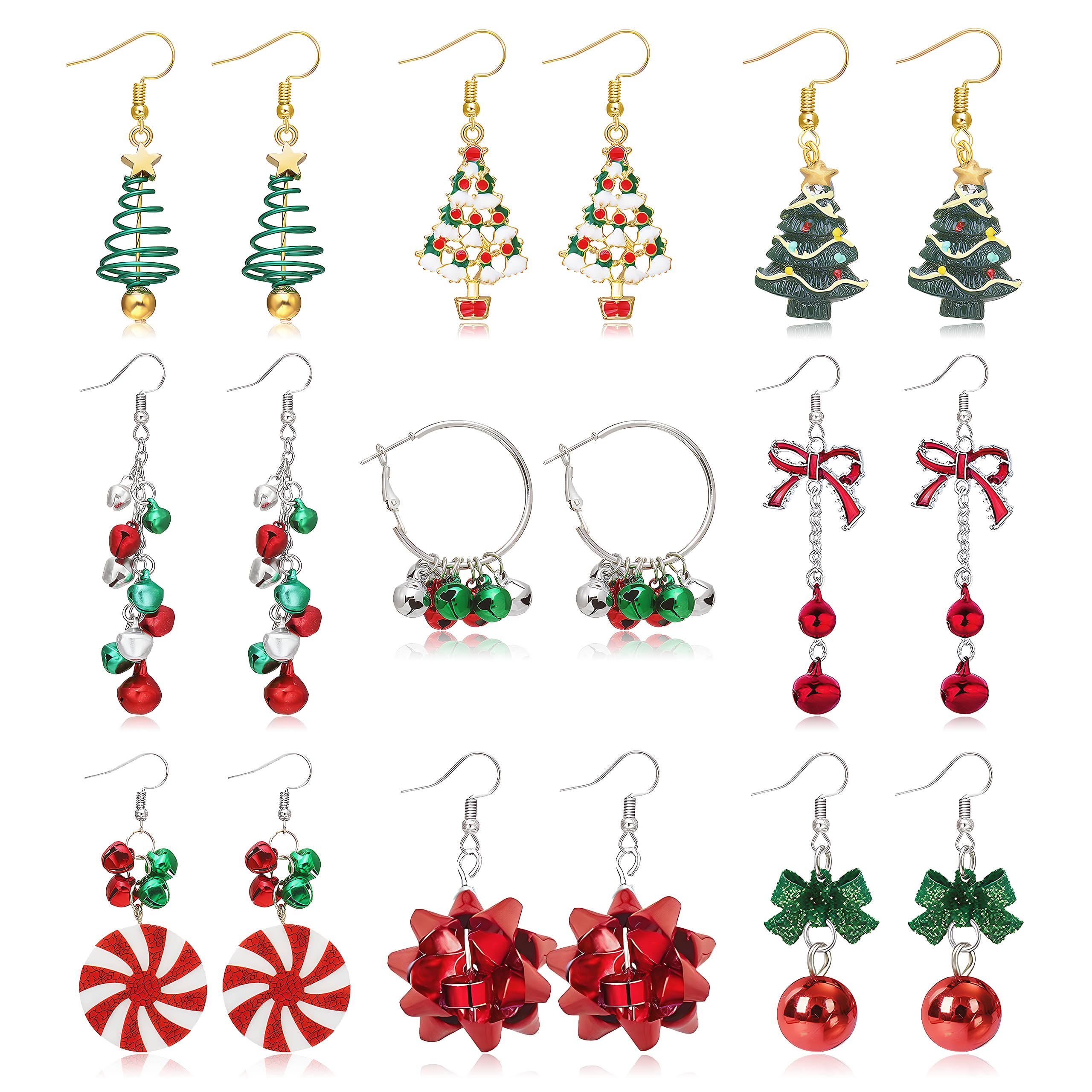 Pendientes de Navidad cómodos de pan de jengibre y reno para piel sensible 8