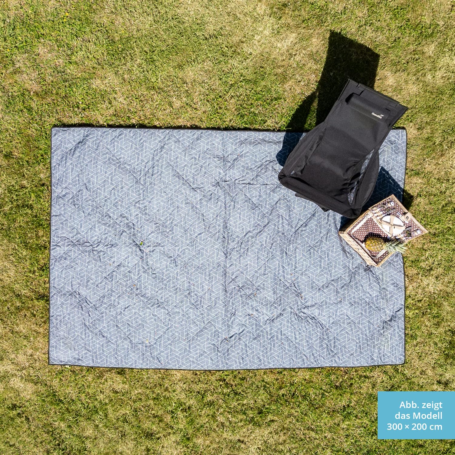 Skandika Dywan namiotowy Bredal 300 x 300 cm, dywan outdoorowy z miękkim w dotyku poliestru, odporny na warunki atmosferyczne i wodoszczelny, z paskiem do noszenia, koc piknikowy, dywan kempingowy