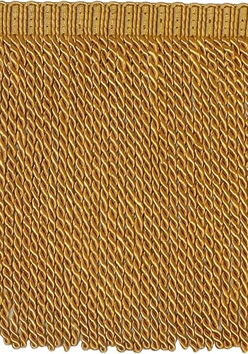 Borde tradicional de flecos de lingote de 9 pulgadas de largo con cabecera de punto elegante (estilo # BFS9) oro antiguo #C4 (oro amarillo oscuro) 5