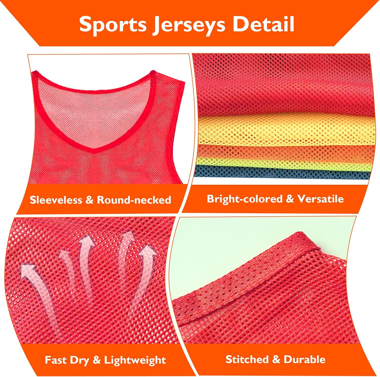 Pinnies Set of 6,Mesh Practice Jersey Scrimmage Vest Team Football Soccer Training Bibs for Sports Adult Child Youth - Image 8