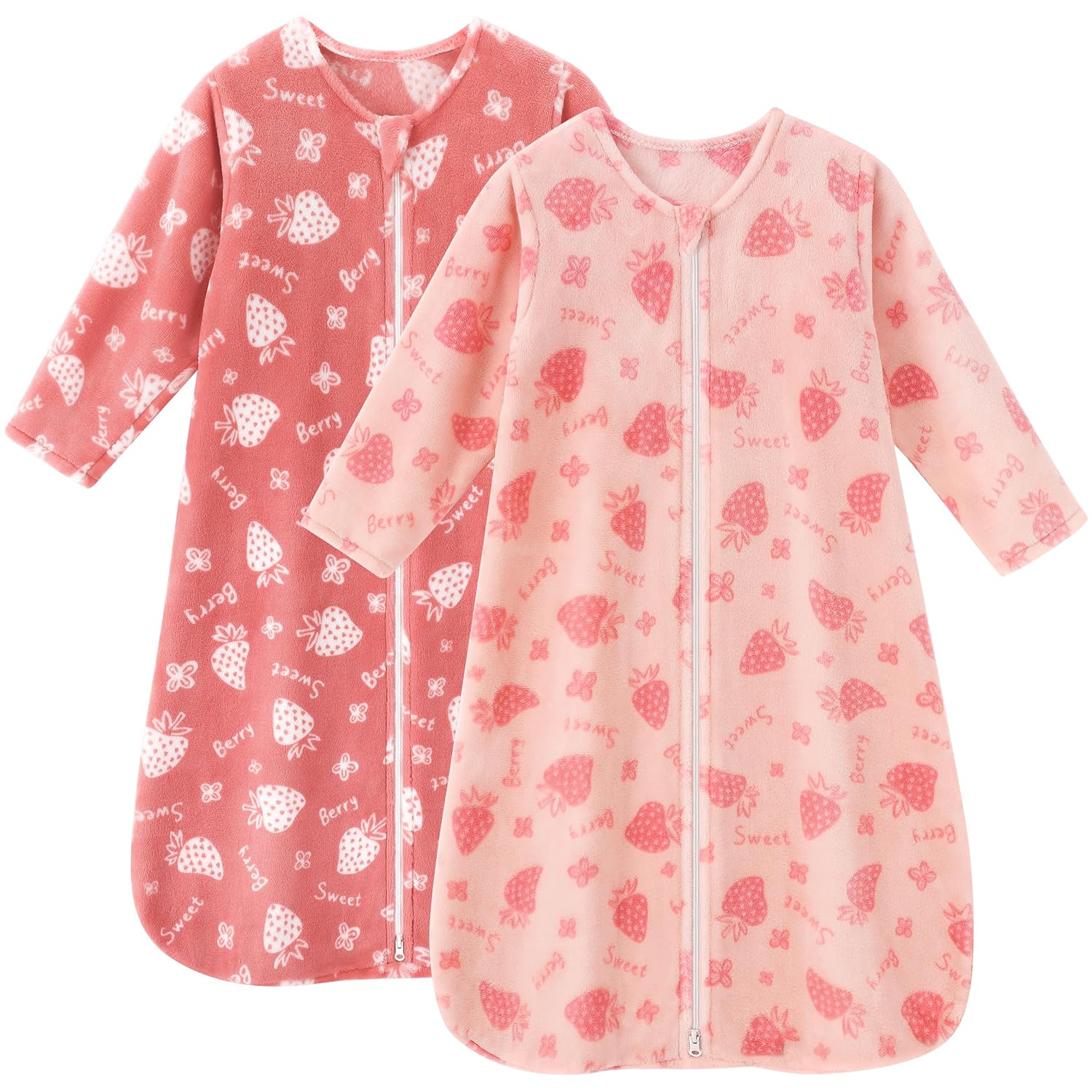 Fleece Baby Sleep Sack 18-24 Months Long Sleeve 2.0 Tog Baby Wearable Blanket with 2-Way Zipper Warm Sleeping Sack for Toddler Infant – XLarge Pink Strawberry