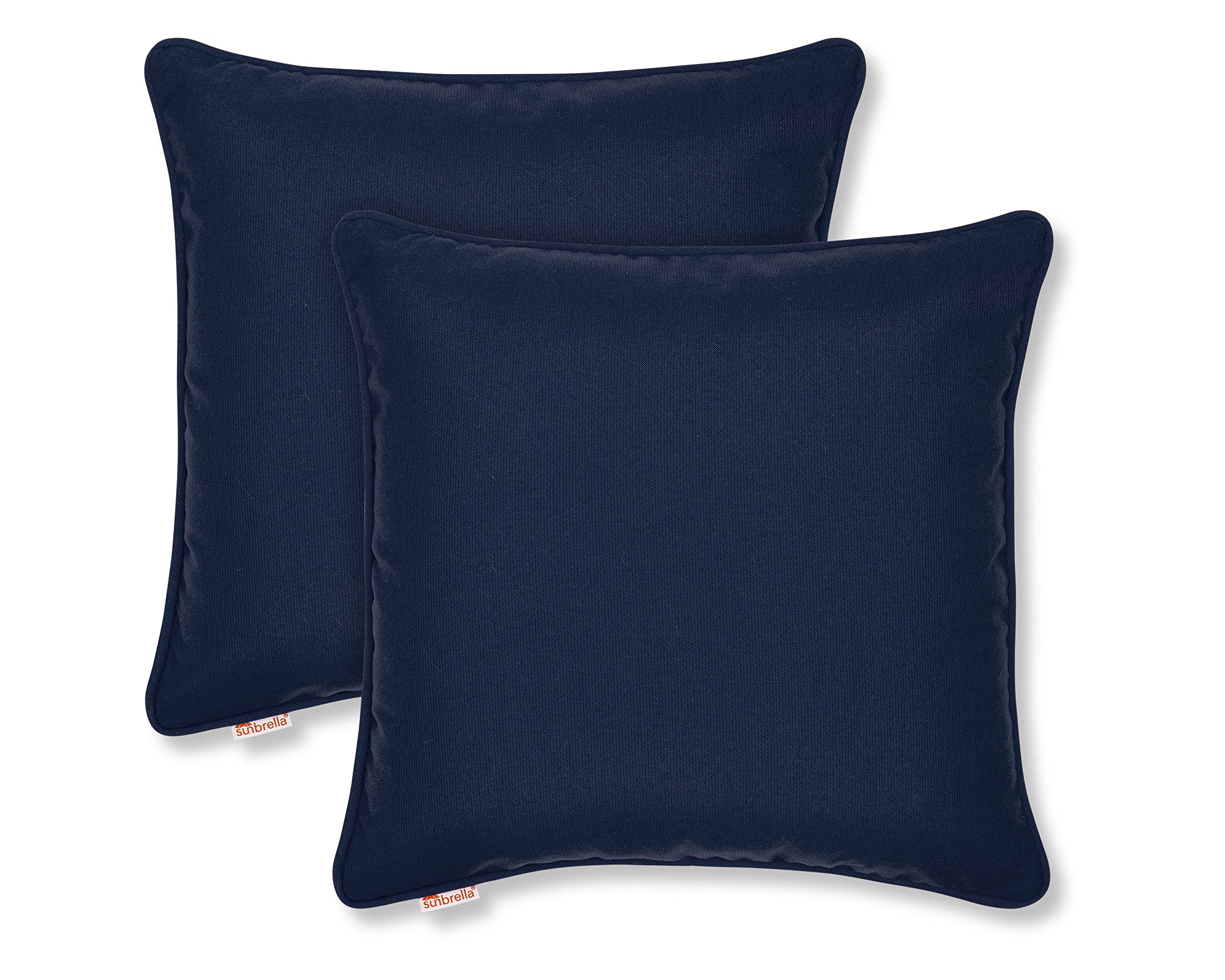 Austin Horn Classics Sunbrella Corded-Edge, Zippered Opening, 24-inch Pillow Cover (Set of 2), No Insert Included (Indigo)