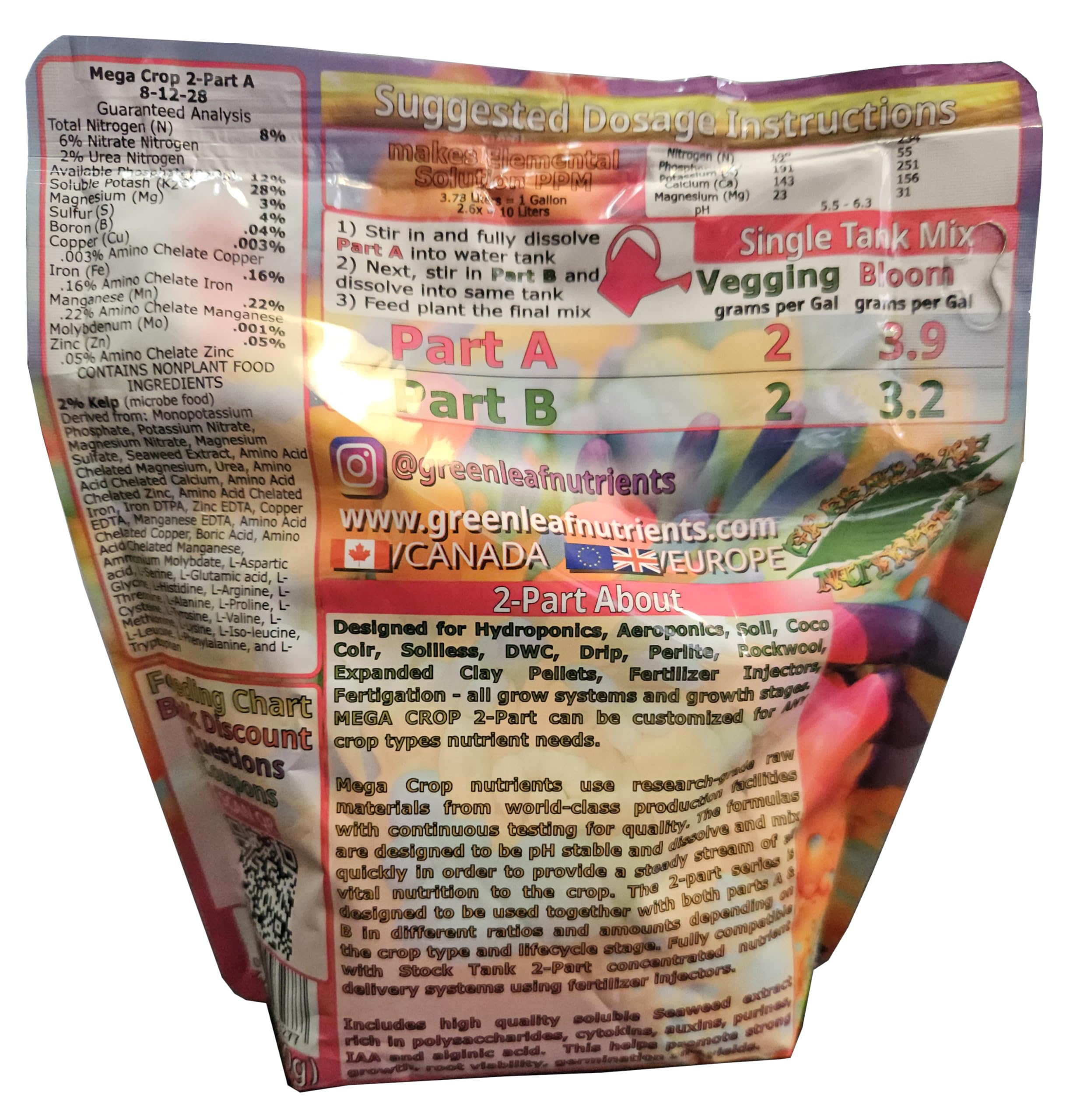 Mega Crop 2-Part A Hydroponic and Soil Base Nutrient Fertilizer for Plants with Organics NPK compatible Jacks 5-12-26 - Image 2