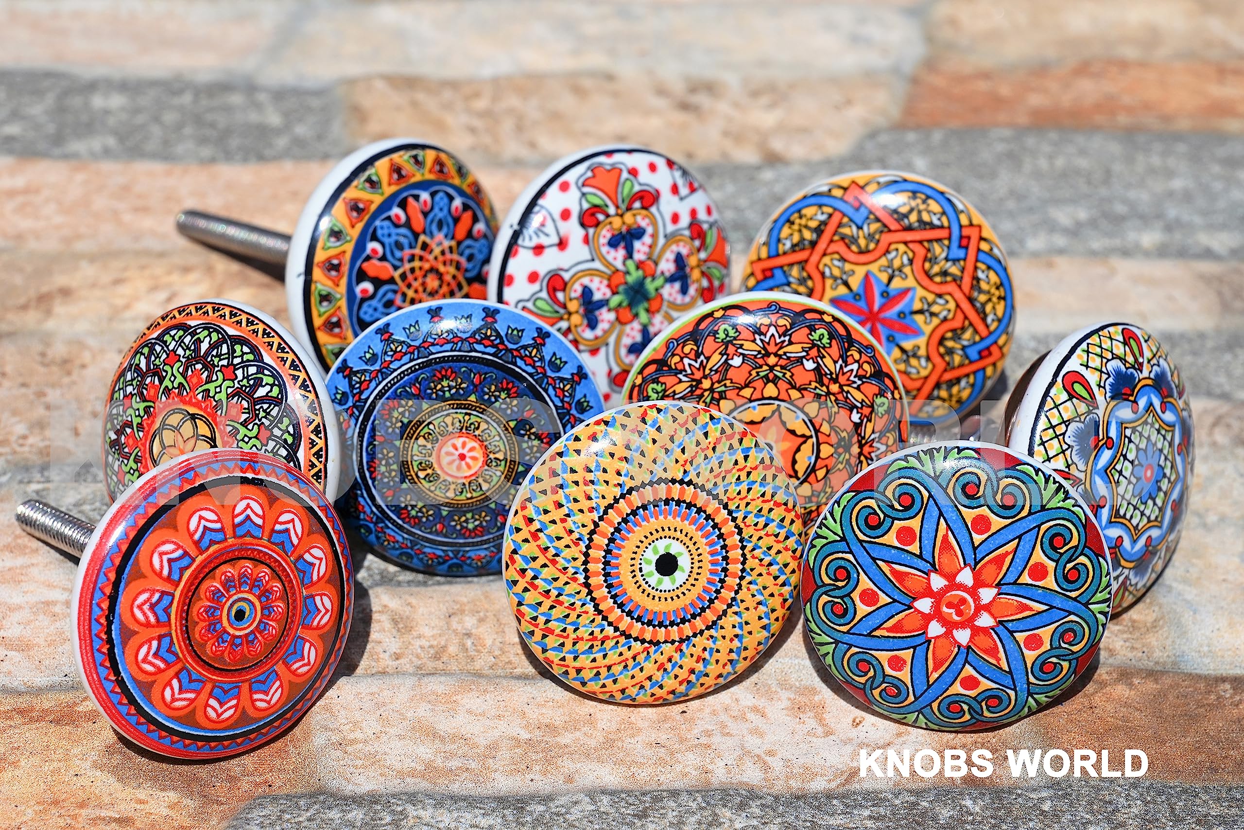 Uchwyty ceramiczne w stylu vintage z motywem kwiatowym, mieszane, do drzwi, szafki, szuflady, 10 szt., xfer