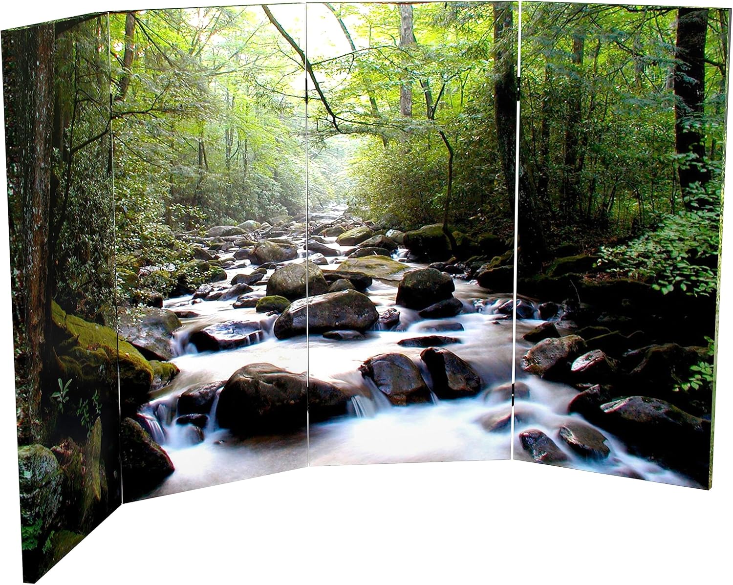 Red Lantern Double Sided Path of Life Canvas Folding Screen, 3 Foot - 4 Panel