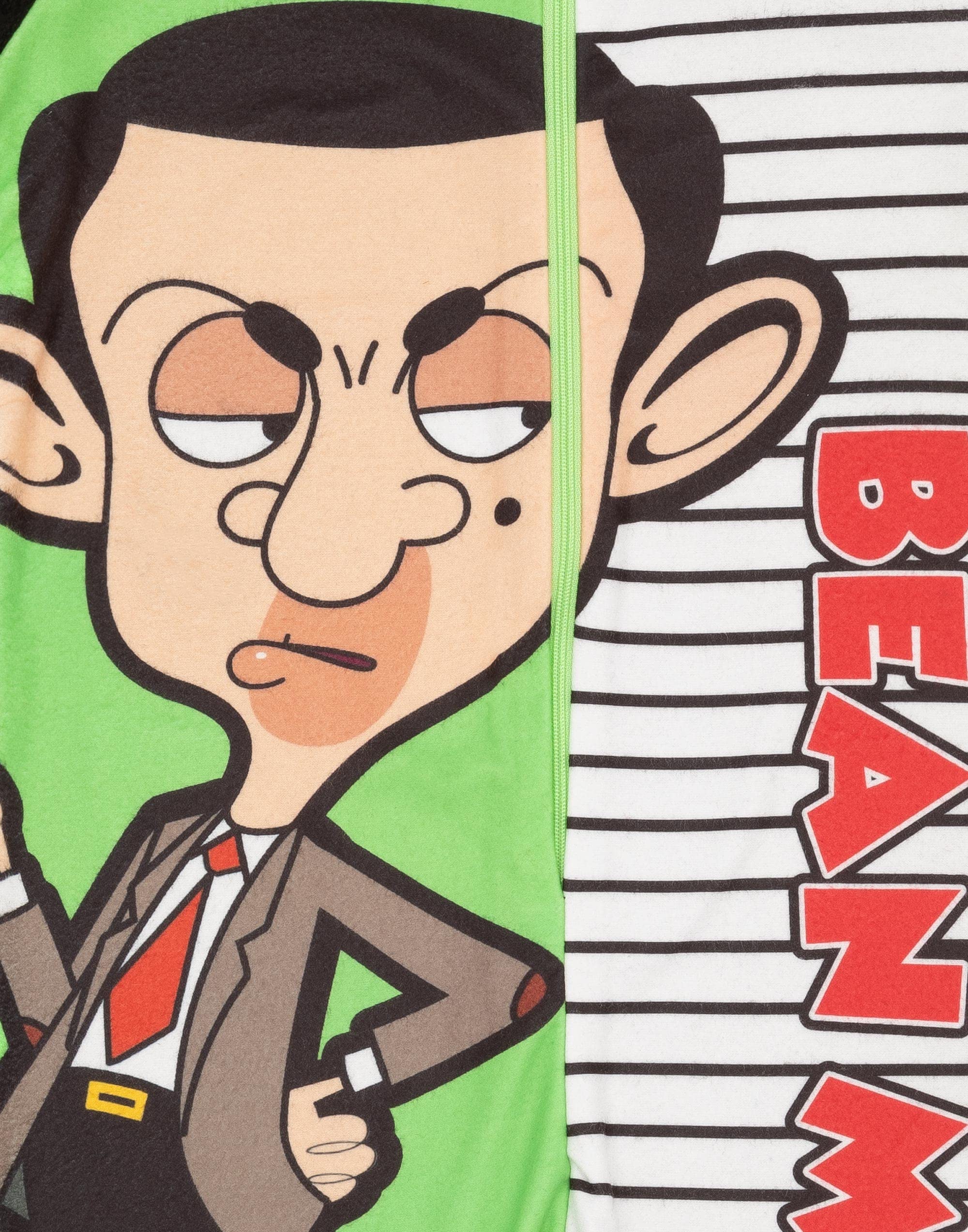 Mr Bean Boys Grüner Einteiler | All-in-One-Fleece-Loungewear | Kinder-Pyjama-Pyjama-Schlafanzug-Nachtwäsche | Gemütliche Geschenkartikel