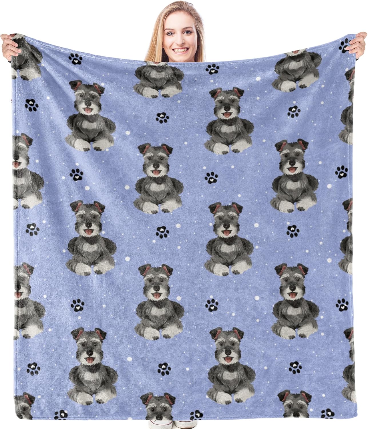 HIWX Schnauzer Blanket, Schnauzer Gifts for Women, Dog Mom Throw Blanket for Home Living Room Bedroom Couch Bed Decor, Dog Mom Lovers Owners Gifts for Women, 50x60 Inches
