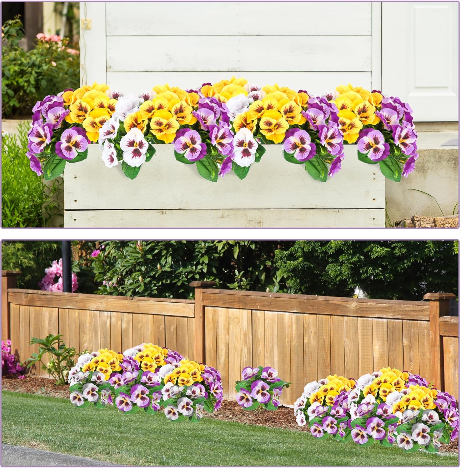 6Pcs Artificial Pansy Flowers for Outdoors UV Resistant Fake Spring Pansies Flowers Bulk for Home Table Centerpieces Window Box Patio Planter Porch Decor - Image 4