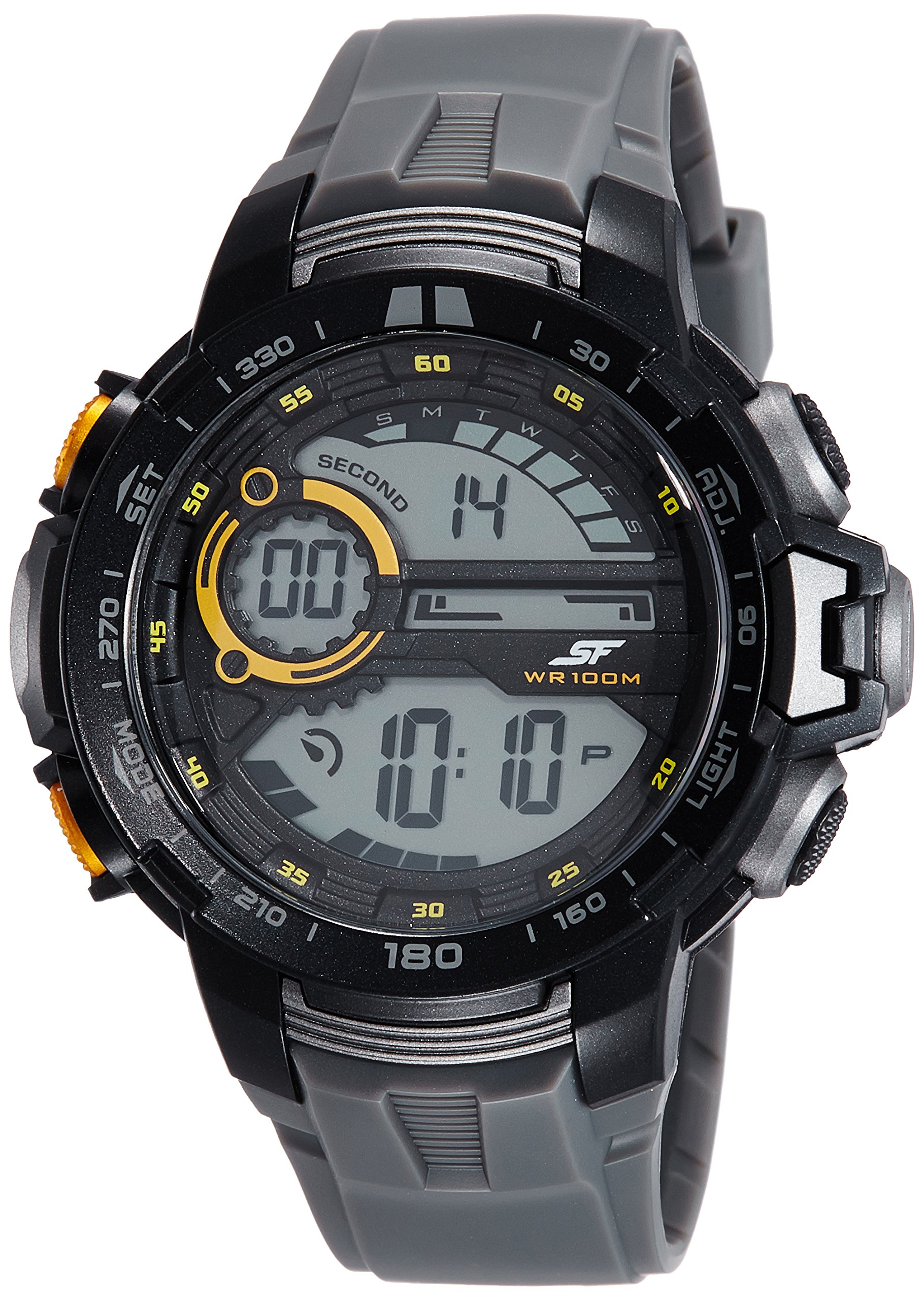 SF Super Fibre Digital Dial Plastic Strap Watch for Men-NM77074PP02