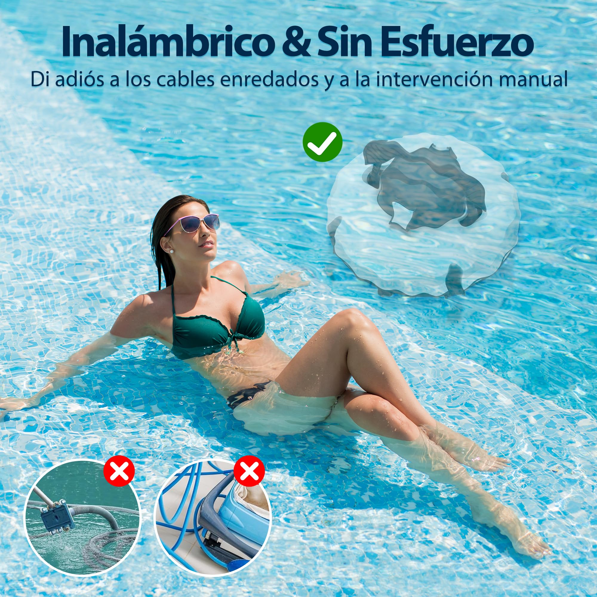 (Nuovo 2026) S1 Robot Limpiafondos Piscina, Batería de Doble Motor, 130Min de Autonomía para Piscinas Elevadas de hasta 120m², Sube Pendientes de 18°, Estacionamiento Auto, Doble Filtración