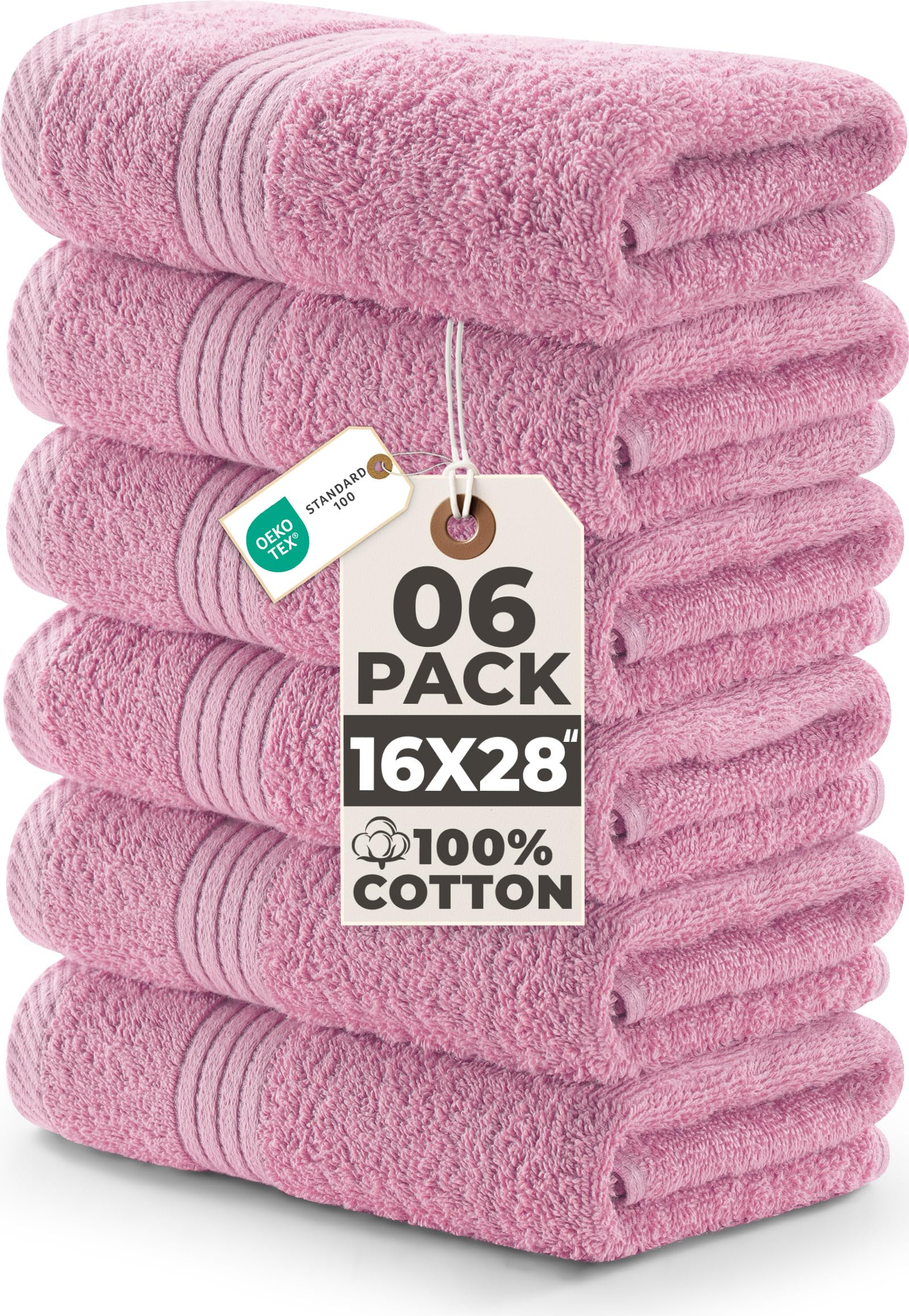 Utopia Towels Set 6 Asciugamani Lusso, 41 x 71cm, 100% Cotone, Rosa