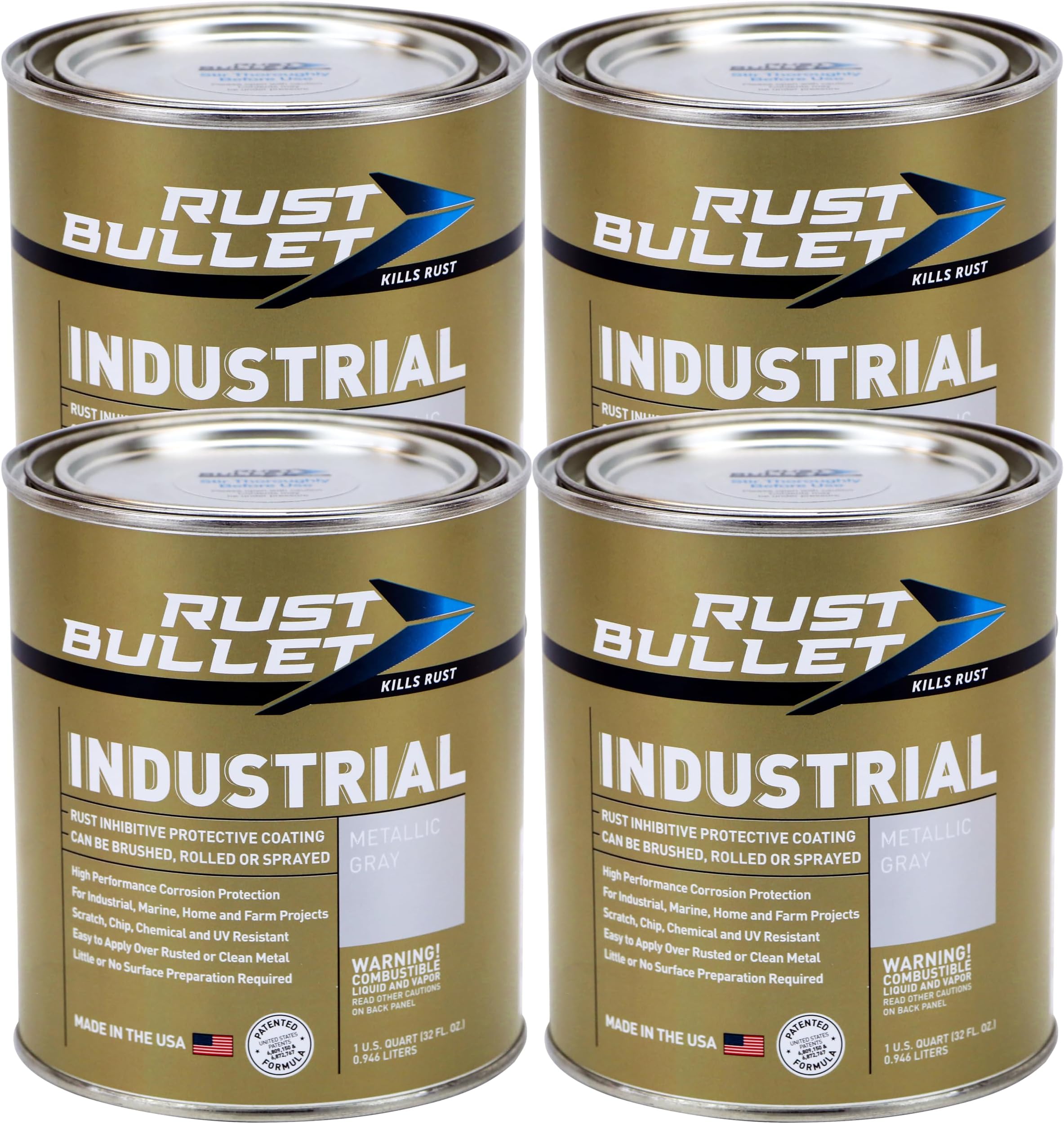 Industrial Rust Protection and Inhibitor, 4 Quart Rust Paint for Metal, UV Resistant, Metallic Grey
