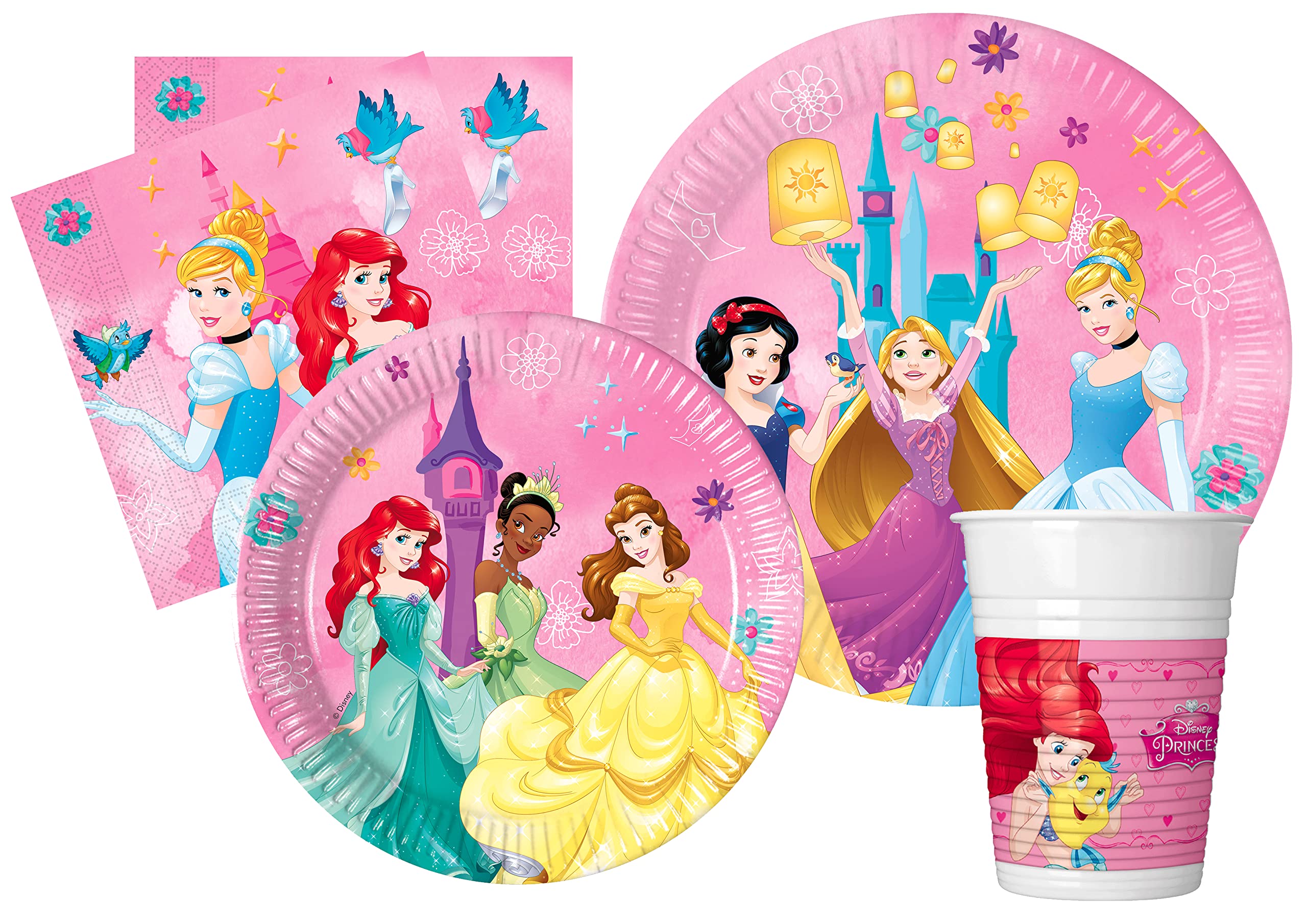 Doyomtoy Set Stoviglie Festa Compleanno Principessa Peach, 20 Pezzi Piatti Dessert E Tovaglioli, Tema Cartone Animato, Ecologici