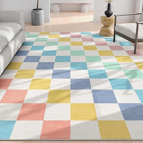 Well Woven Apollo Flatwoven Modern Squares Multi Blue - Alfombra de área de 7 pies 10 pulgadas x 9 pies 10 pulgadas