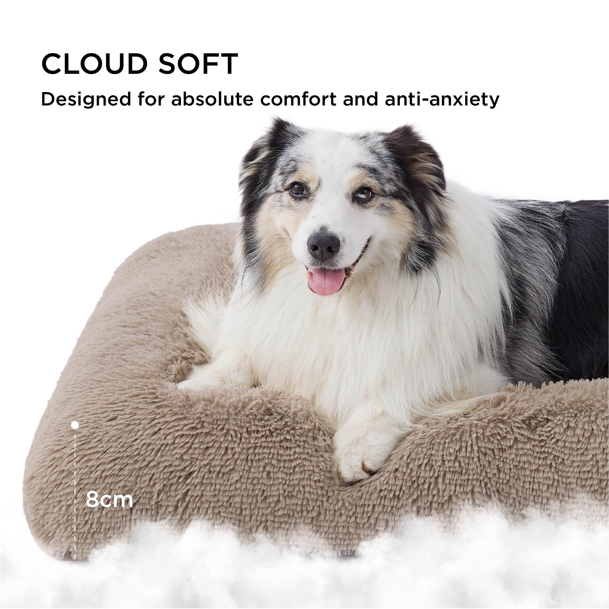 Bedsure Wasbare hondenmat middelgrote honden - 74x53 cm Kussen voor middelgrote honden met hoogdichtheid schuimvulling, Sherpa-bont wasbare hondenmatras, grijs