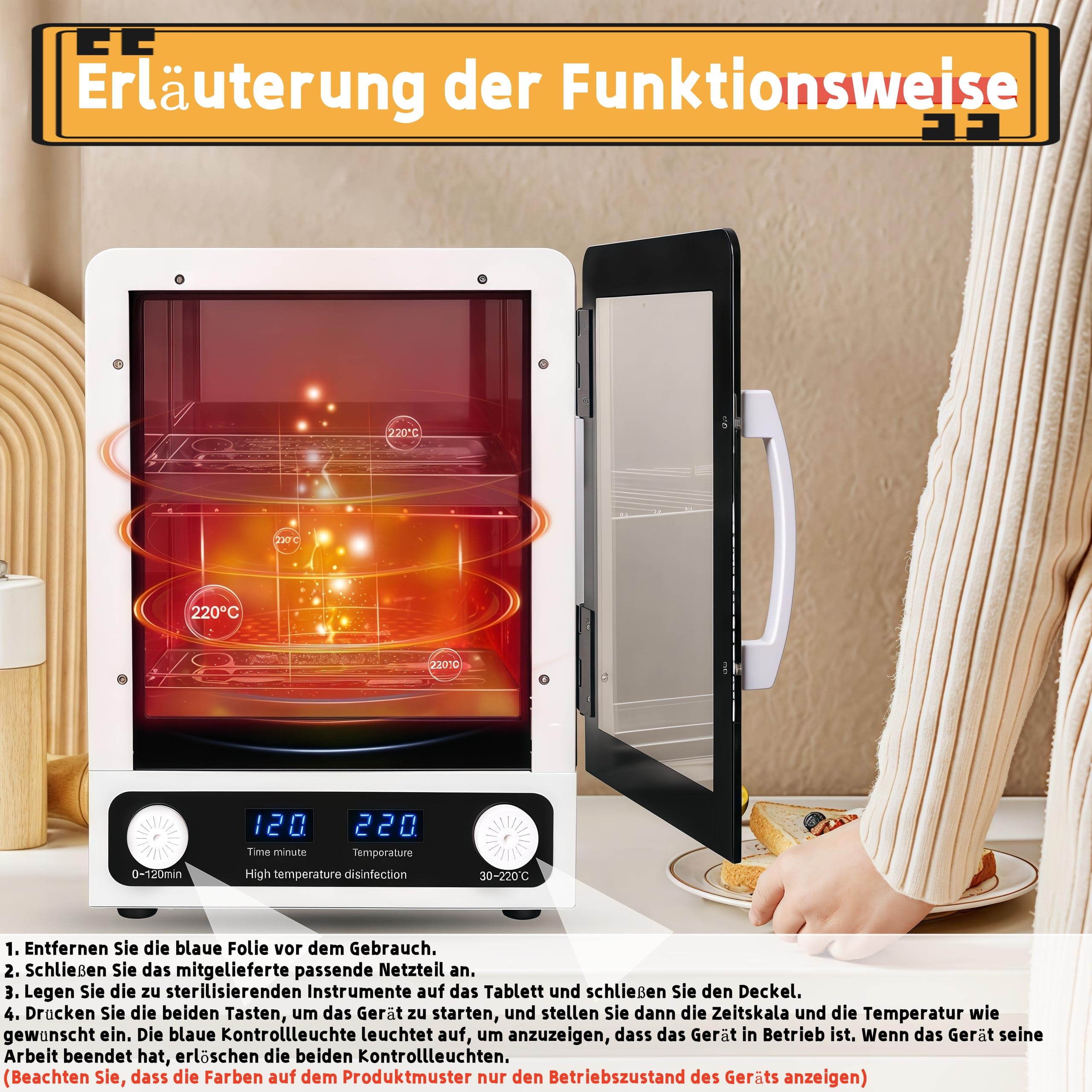 Sterilizzatore ad alta temperatura con timer – Pulitore utensili in metallo & SPA Asciugamani con funzione di sterilizzazione del calore, apparecchiature sterilizzanti per studi dentistici, laboratori
