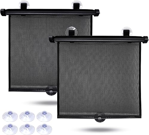 EcoNour Parasoles de ventana de coche para bebé (paquete de 2)  Actualizado  Persianas de coche para ventana lateral  Viene con ventosas mejoradas y