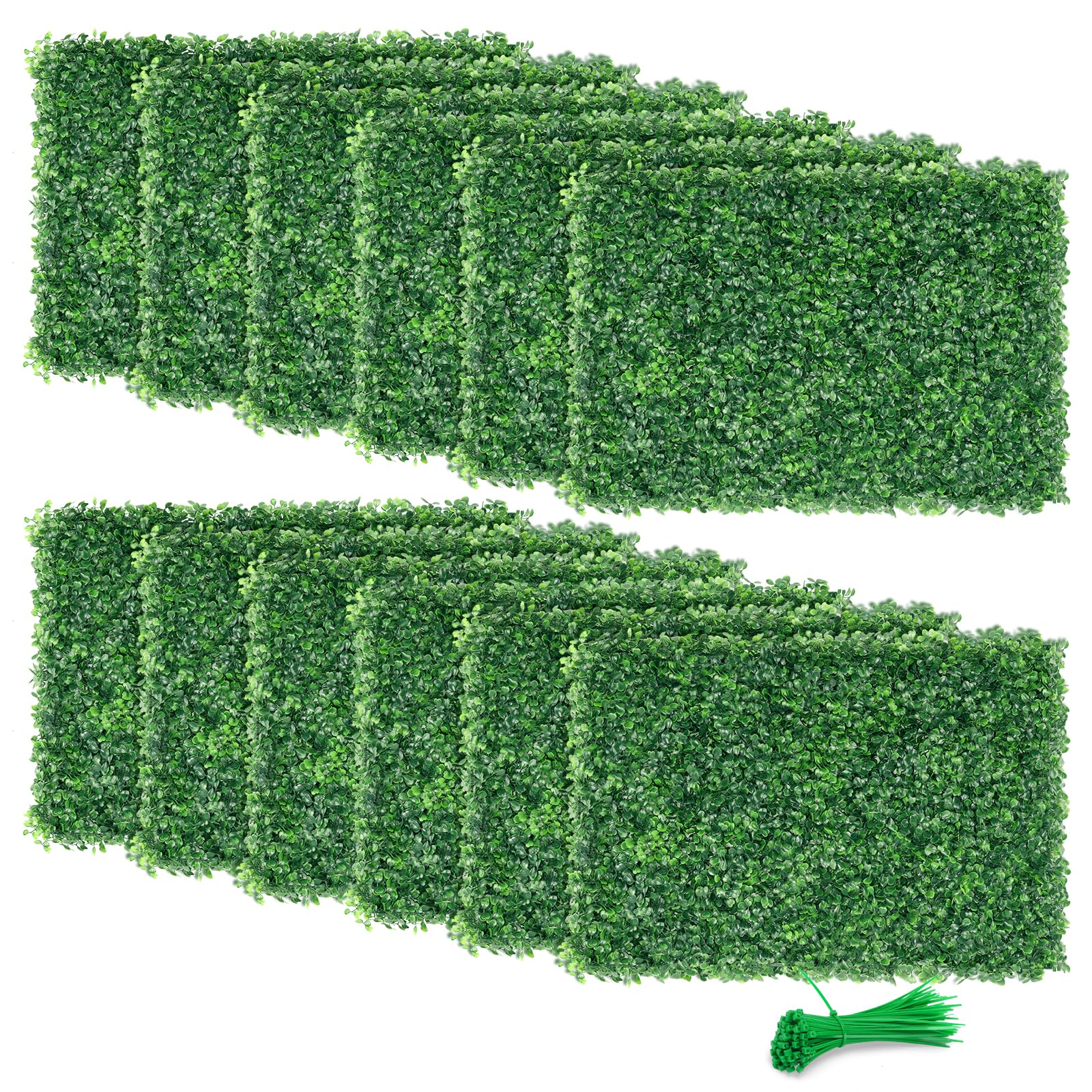 ZXMOTO 24"x16" Artificial Boxwood Hedge Panels 12PCS, Privacy Hedge Screen Faux Boxwood for Outdoor, Indoor, Garden, Fence, Backyard and Decor