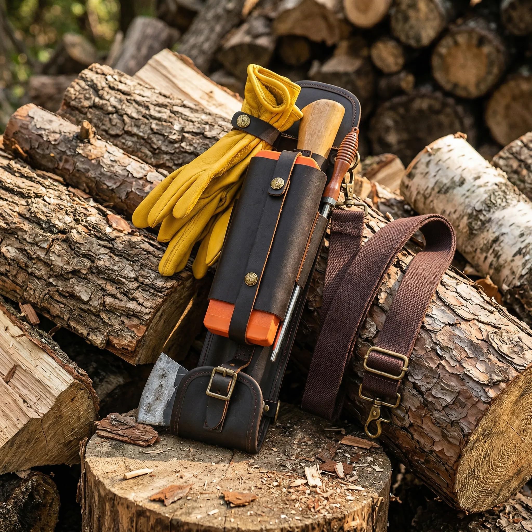 Axt-Holster aus echtem Leder, mit verstellbarem Tragegurt, für Outdoor-Camping
