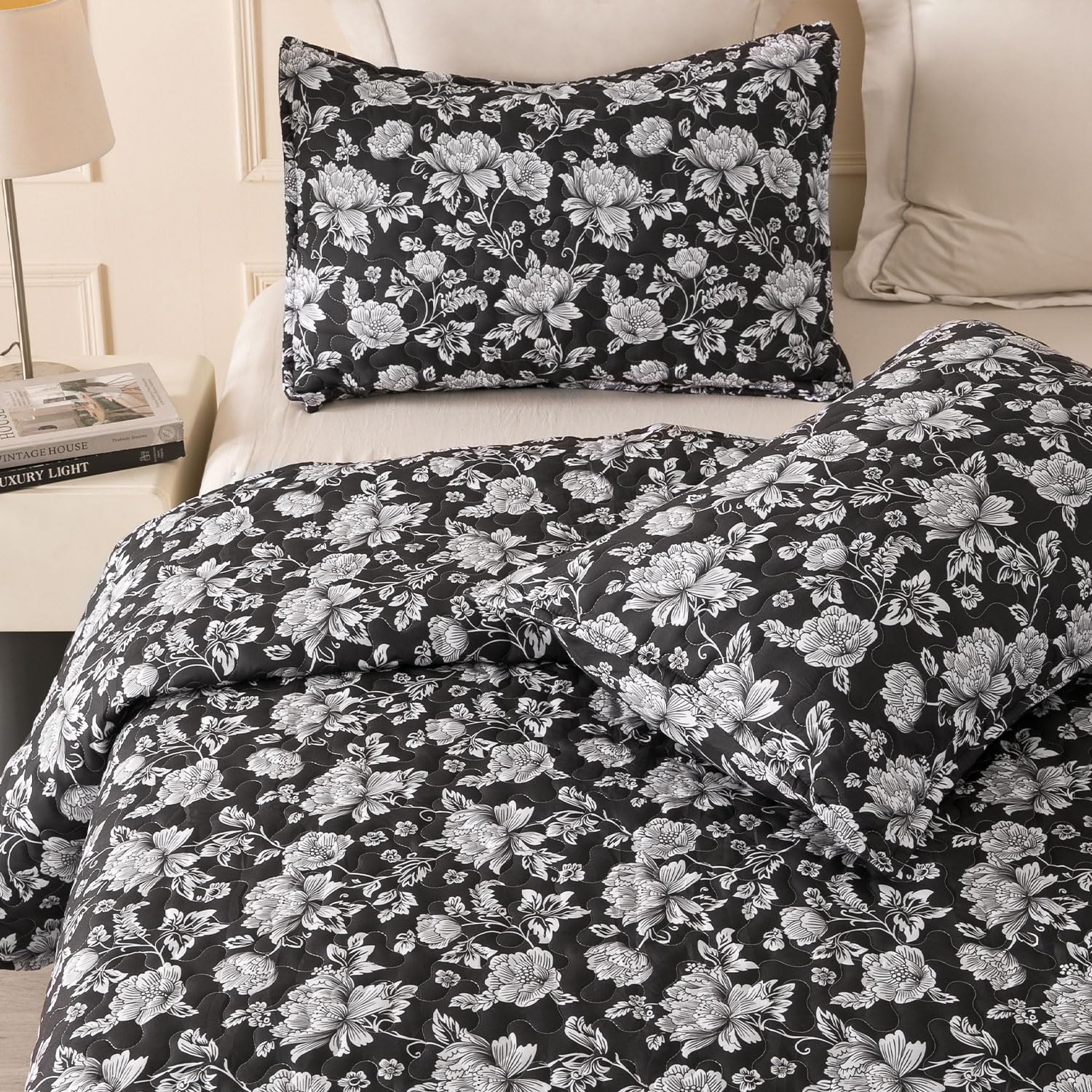 DURLENGEN Dark Grey Quilt Set California King Size 3Pcs, Modern Basket Weave Patter, Ultra Sofy Bedspread ＆ Coverlets, All Season Lightweight並行輸入