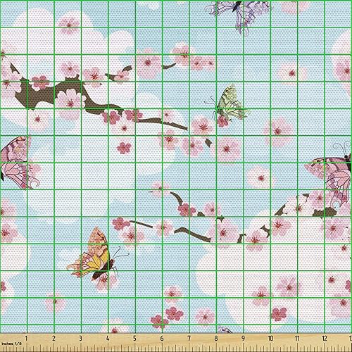 Miniatura 259 de Ambesonne Tela Geométrica por Yarda, Diseño Monocromo Patrón Abstracto de Líneas Continuas sobre Fondo Liso, Tela de Punto Elástico para Ropa