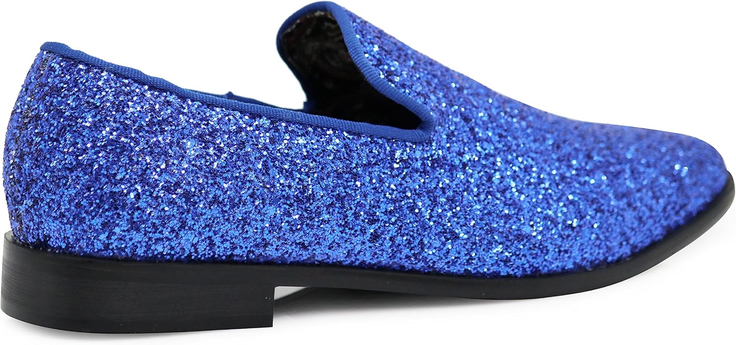 SPK04 Men's Vintage Glitter Dress Loafers Slip On Shoes Classic Tuxedo Dress Shoes