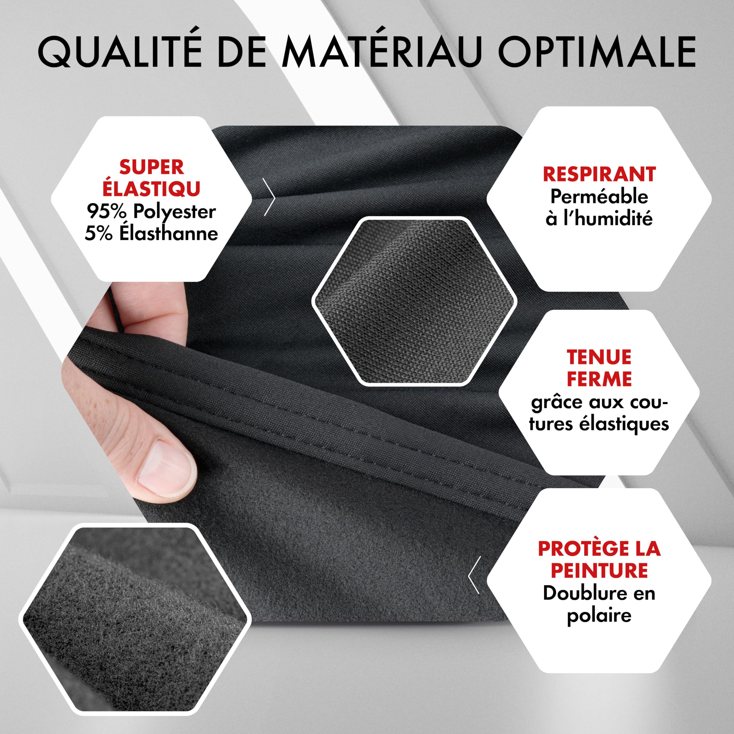 WALSER Premium Housse de Voiture d’intérieur - Protection complète, Tissu élastique et Respirant, Anti-poussière, Doublure Douce, Ajustement serré, Indoor Stretch Plus, Taille 2 Voiture Rouge