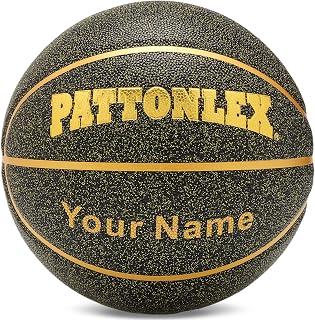 Custom Personalized Basketball – Official Size 7/6 | Black Gold Shiny Leather Basketball with Name | Unique Gifts