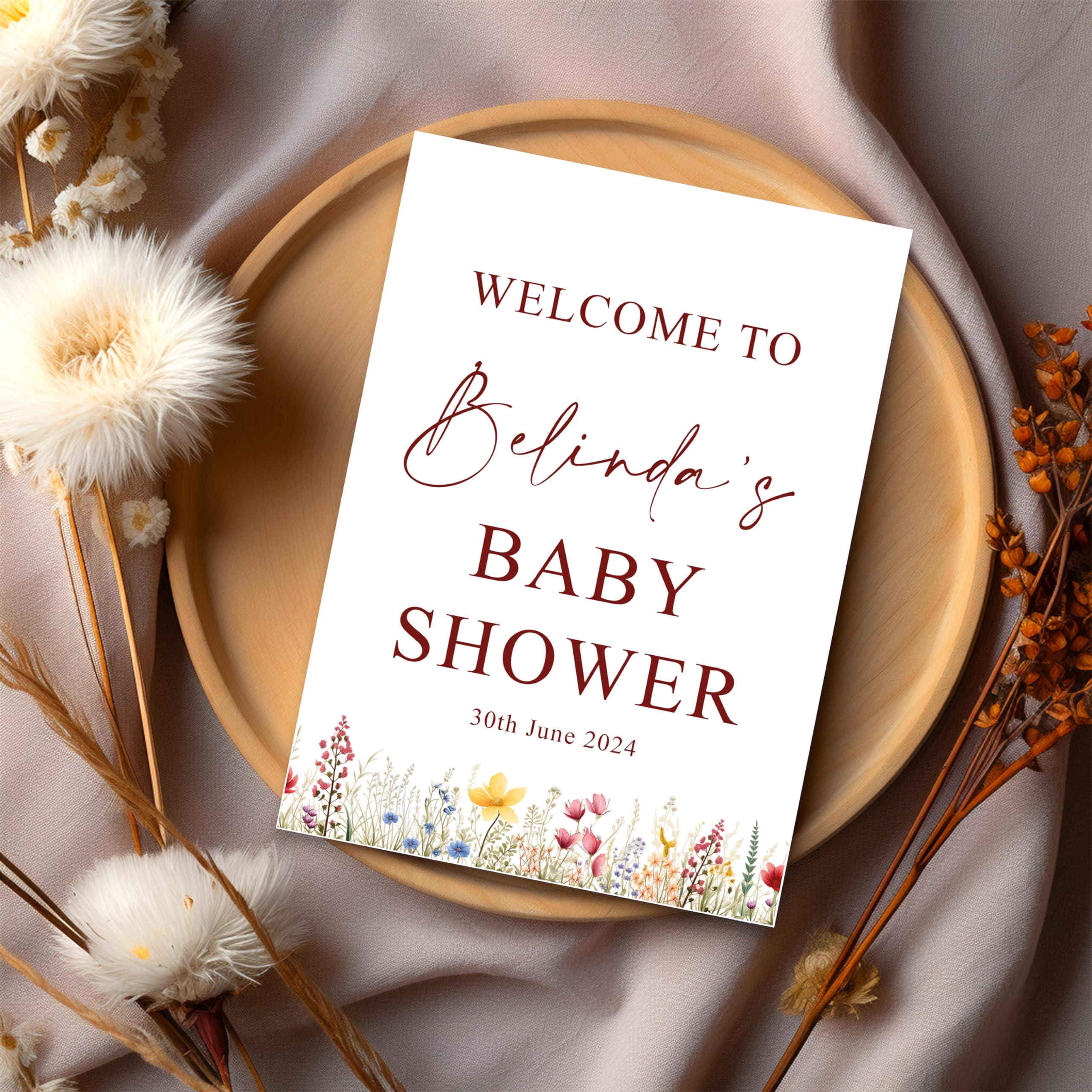 Personalised Baby Shower Celebration Customised Table Sign (Card and Easel)