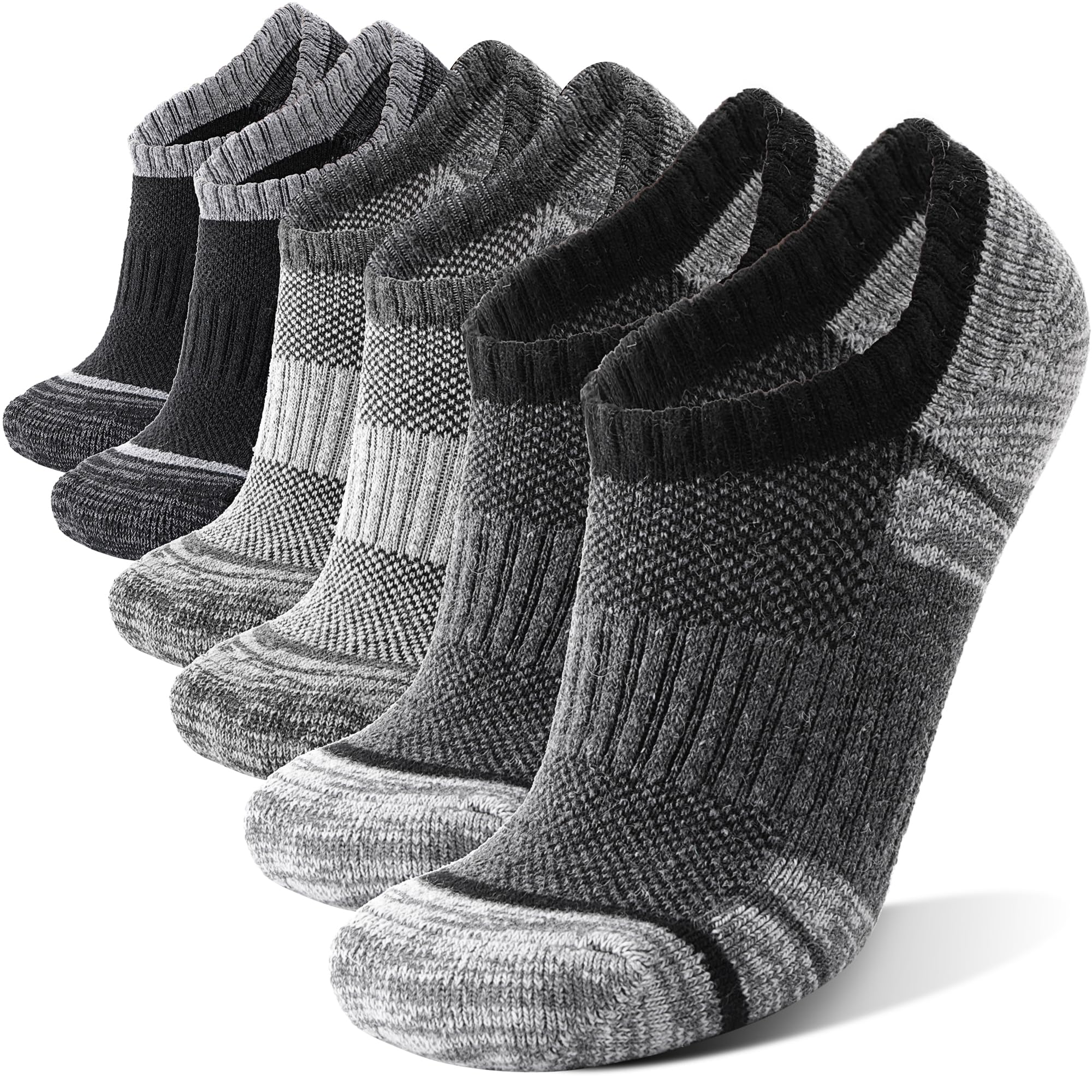 Merino Wool Hiking Running No Show Socks for Women Men Thick Warm Athletic Low Cut Thermal Ankle Socks 6 Pairs