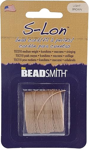 Miniatura 2 de The Beadsmith S-Lon #18 Cordón  Color marrón claro  Tarjeta de 77 yardas  Ideal para atar cuentas de ganchillo y joyas de micro macramé  Compatible