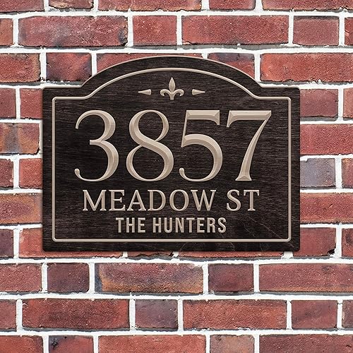 Miniatura 3 de Letrero de dirección de casa personalizado, números de casa personalizados para exteriores, placa de dirección de madera grabada, 5 colores, 14 x